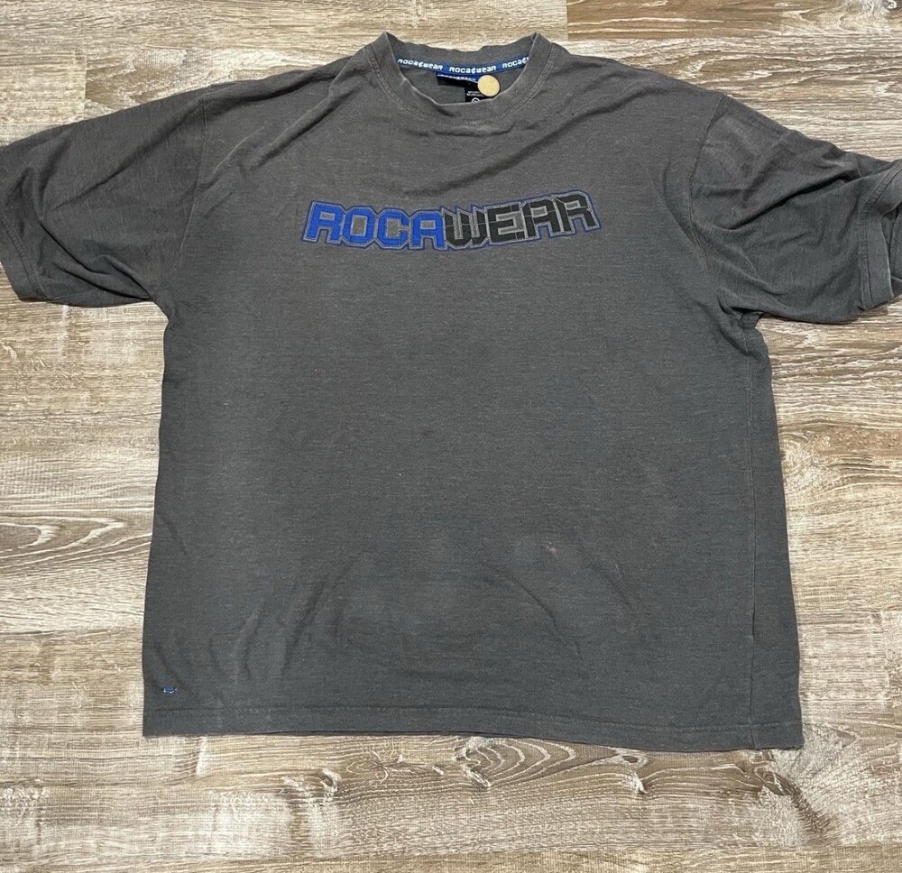 VTG Rocawear T-shirt Men's Adult XL Grey Fit Athletic Casual Hip-Hop 90's